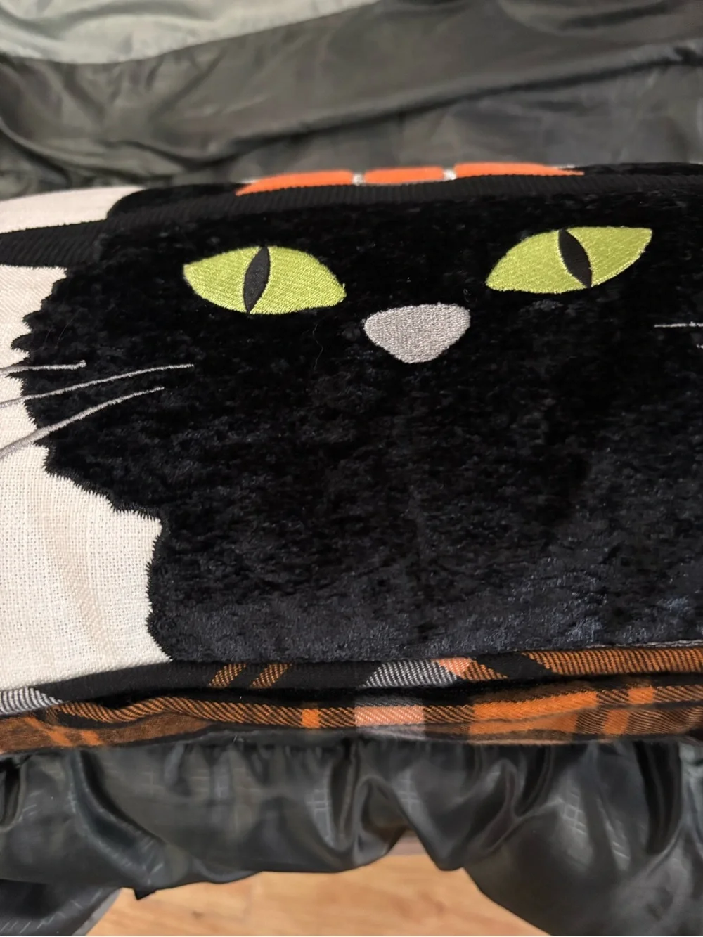 Black Cat Witches Hat Bat Halloween Pillow